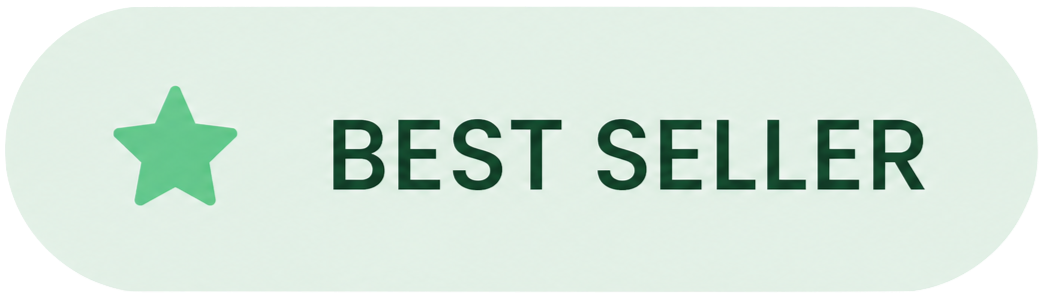 Green badge with a star and the text "Best Seller" in bold letters.