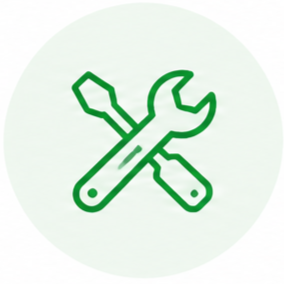 Icon of a wrench and screwdriver crossed over each other
