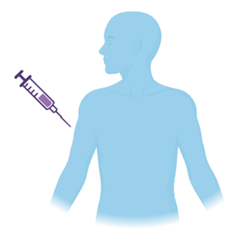 Illustration of a person with in vivo CAR-T shot near their arm.