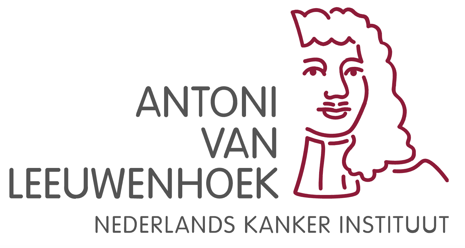 Logo of Antoni Van Leeuwenhoek Dutch Cancer Institute featuring a stylized line drawing of Antoni Van Leeuwenhoek's face in maroon with the text 'ANTONI VAN LEEUWENHOEK NEDERLANDS KANKER INSTITUUT' NKI-AVL