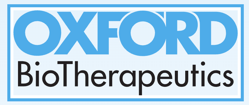 Logo of Oxford BioTherapeutics with blue and black text on a white background.