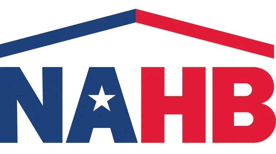 Logo for the National Association of Home Builders featuring large 'NAHB' letters with a red and blue color scheme and a stylized roof above.