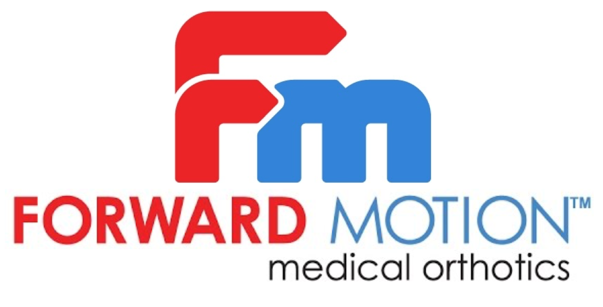 Logo for Forward Motion Medical Orthotics with stylized red and blue 'F' and 'M' symbols and the company name in red and blue text.
