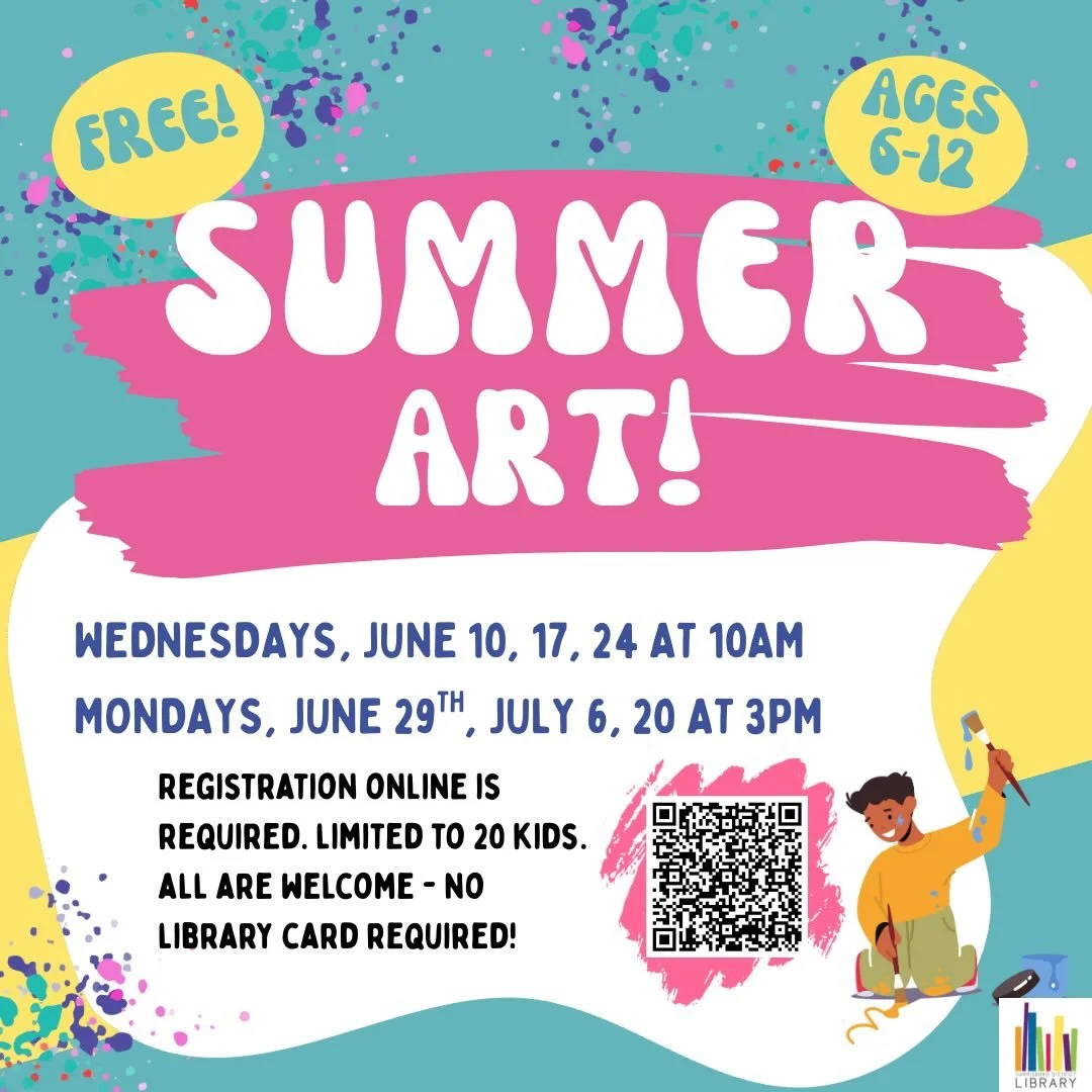 If you&rsquo;ve been wondering and waiting and asking&hellip;
It&rsquo;s almost time to join us for art this summer! 🎨 
Six weeks of creative activities of all kinds for ages 6-12. Sign up for one, for a few, or for all.
👉🏼 Free!
👉🏼 No library c
