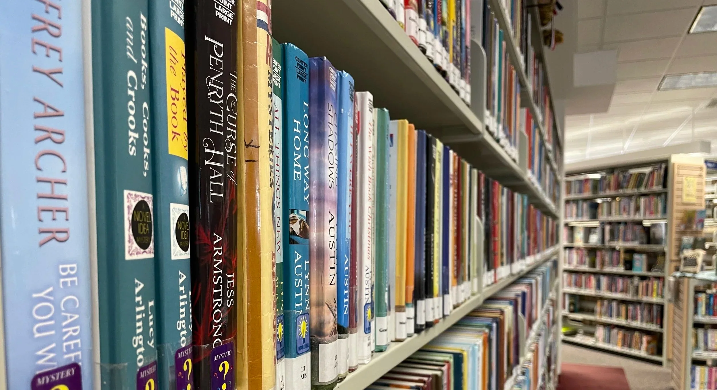 close-up of library books