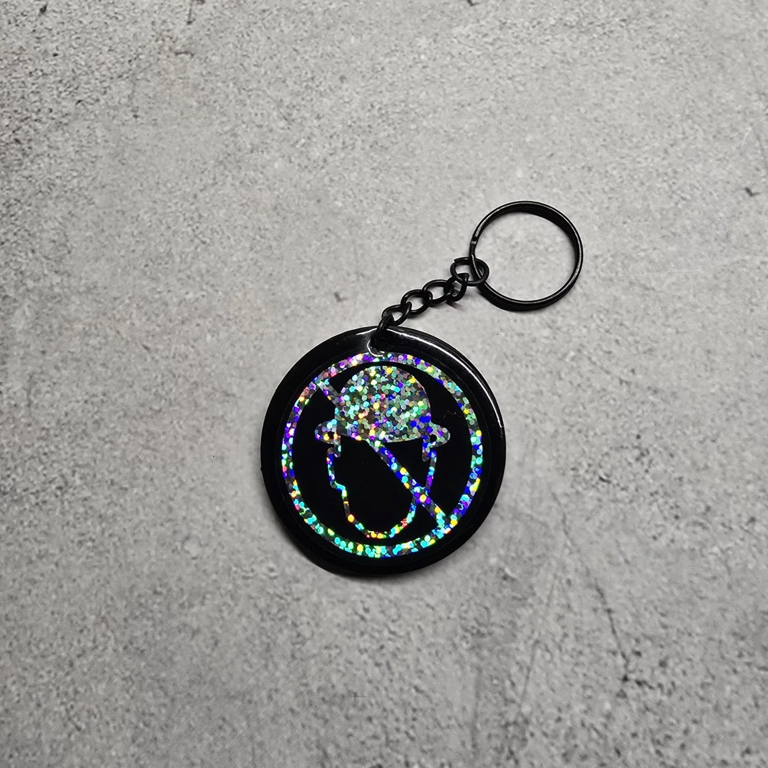 Silver Glitter Logo Keychain