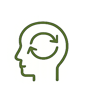 Brain with heart symbol representing emotional and cognitive health