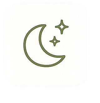 Sleep icon with moon and stars representing sleep difficulties