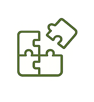 Outline of a three-piece jigsaw puzzle with one piece slightly disconnected at the top right.