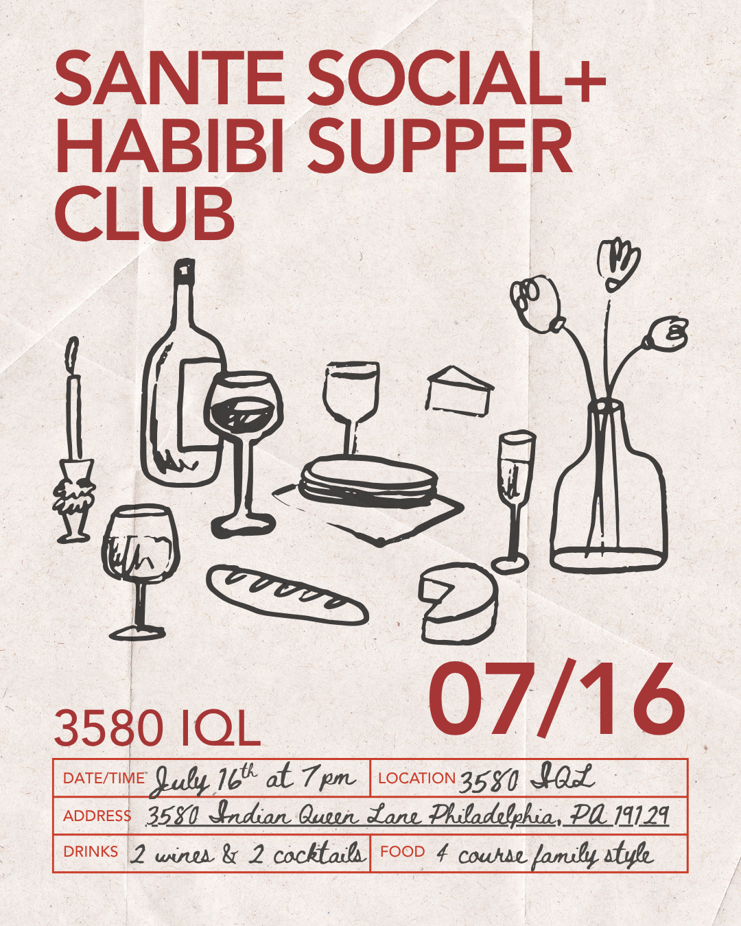 Habibi Supper Club x Santé Social Dinner Party at 3580 IQL
