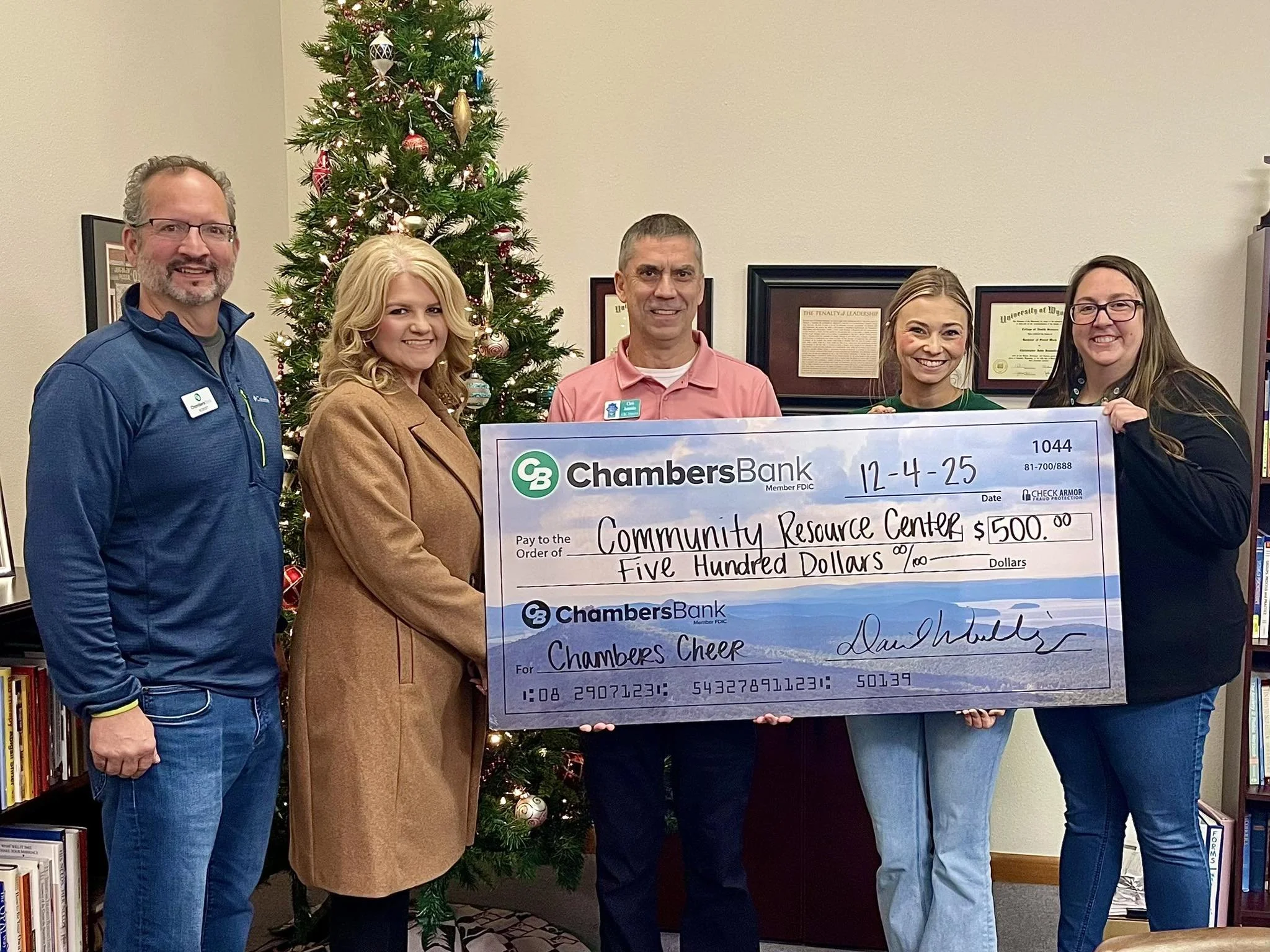 Chambers Bank Hot Springs donates to the CRC