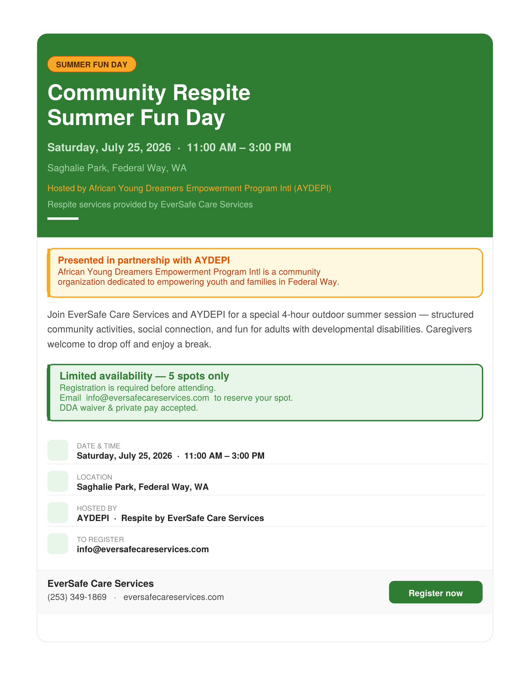 Community Respite Summer Fun Day