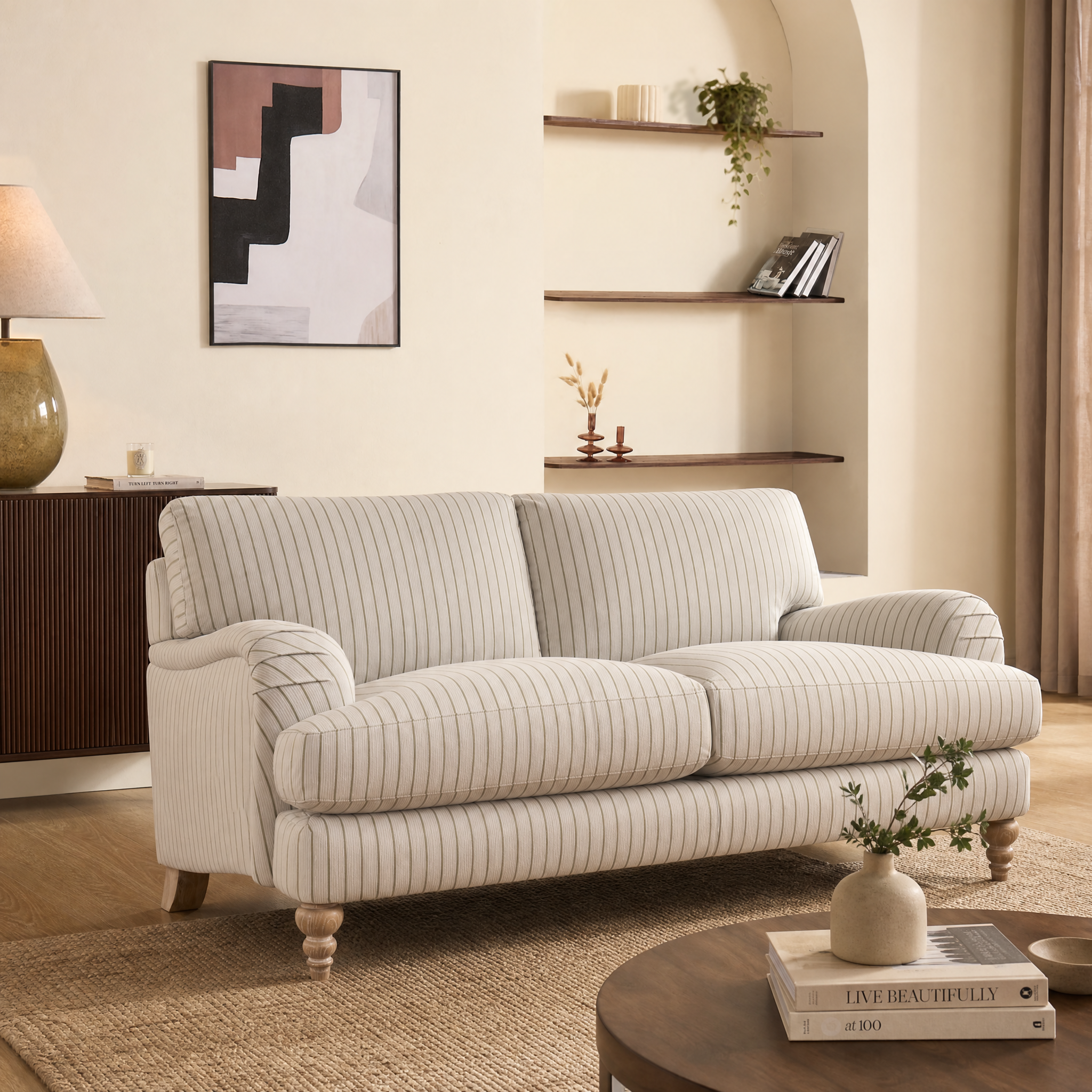 John Lewis, Otley Medium 2 Seater Sofa, Ticking Stripe Green: £1499