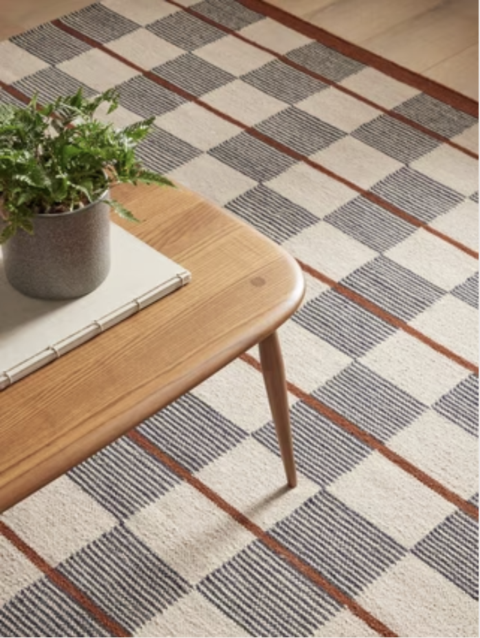 John Lewis, Betula Checkerboard Flatweave Rug, Orange/Multi: £200-£500