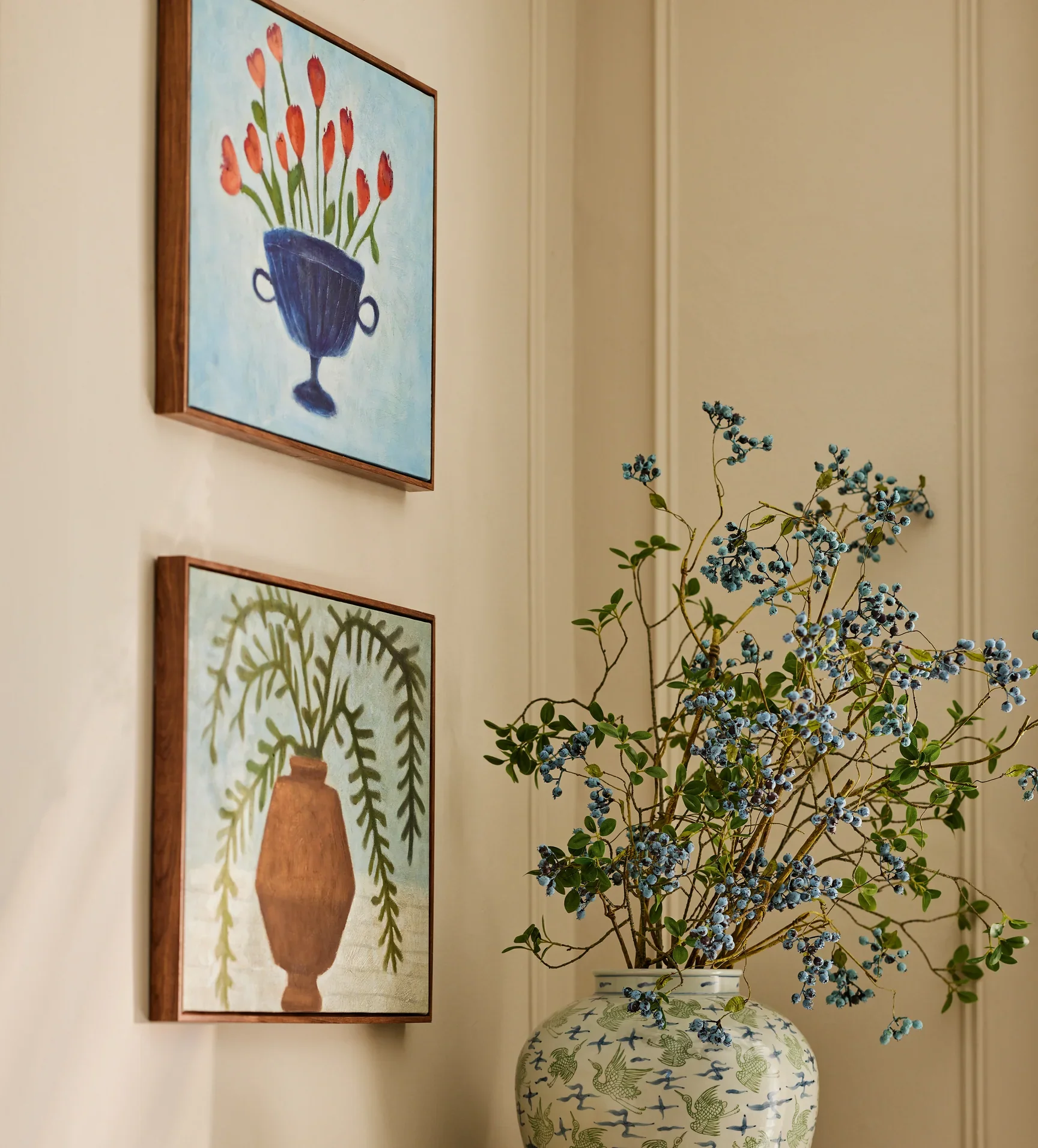 Oka-Potted Hand-Painted Wall Art Pair - Multi