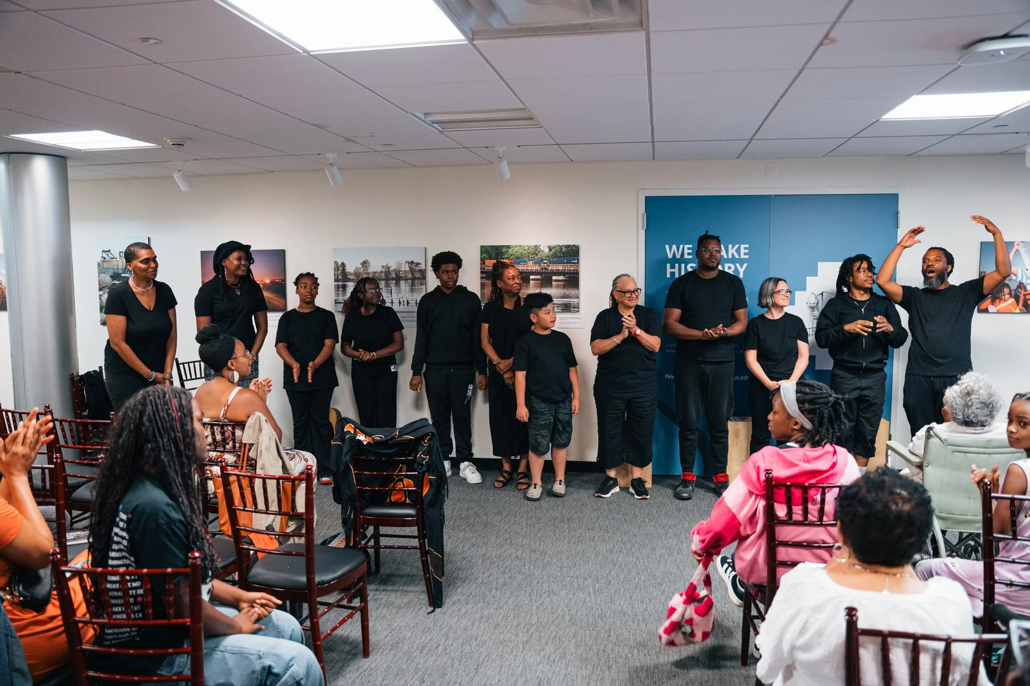 Verbal Gymnastics Theater Company and John Johnson take center stage to conclude the Step Into the Story event.

Photo by Cindy Centeno