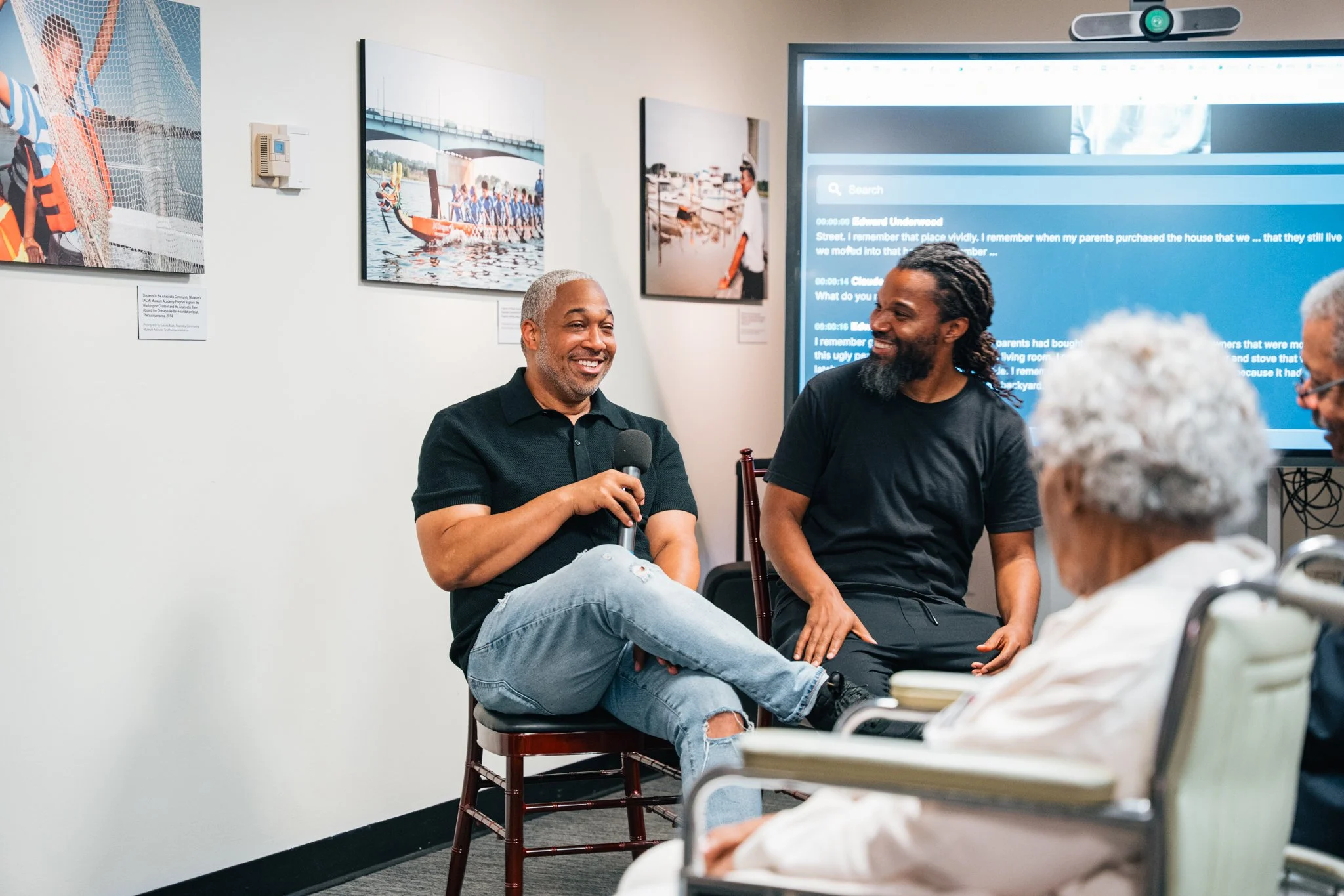 Narrator Edward Underwood and John Johnson discuss his oral history clip at Step Into the Story event.

Photo by Cindy Centeno