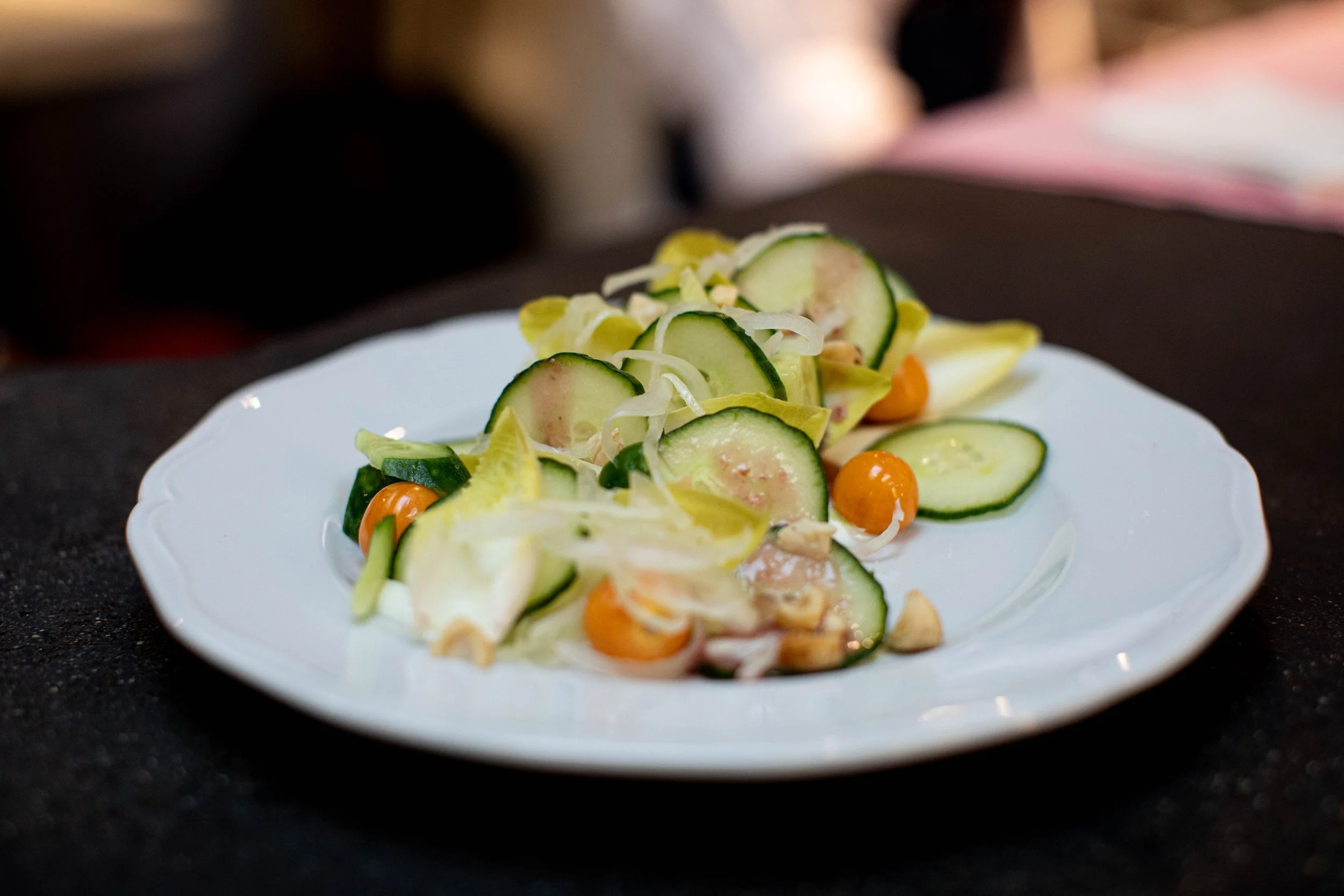 A fresh, local, organic cucumber salad resonates the healthy lifestyle. A perfect summer salad for the patio.