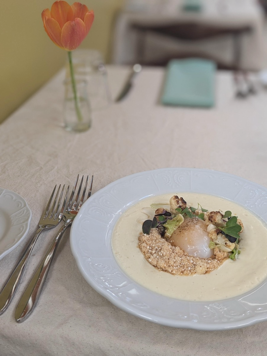 A perfect place setting for our rotating specials for events like Mother's Day and Easter. Soft colors and warm hospitality make Nous a perfect place for celebrations.
