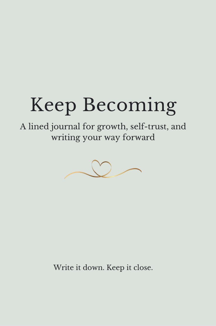 Keep Becoming lined journal by Kristy Eckman for growth, self-trust, reflection, and writing your way forward