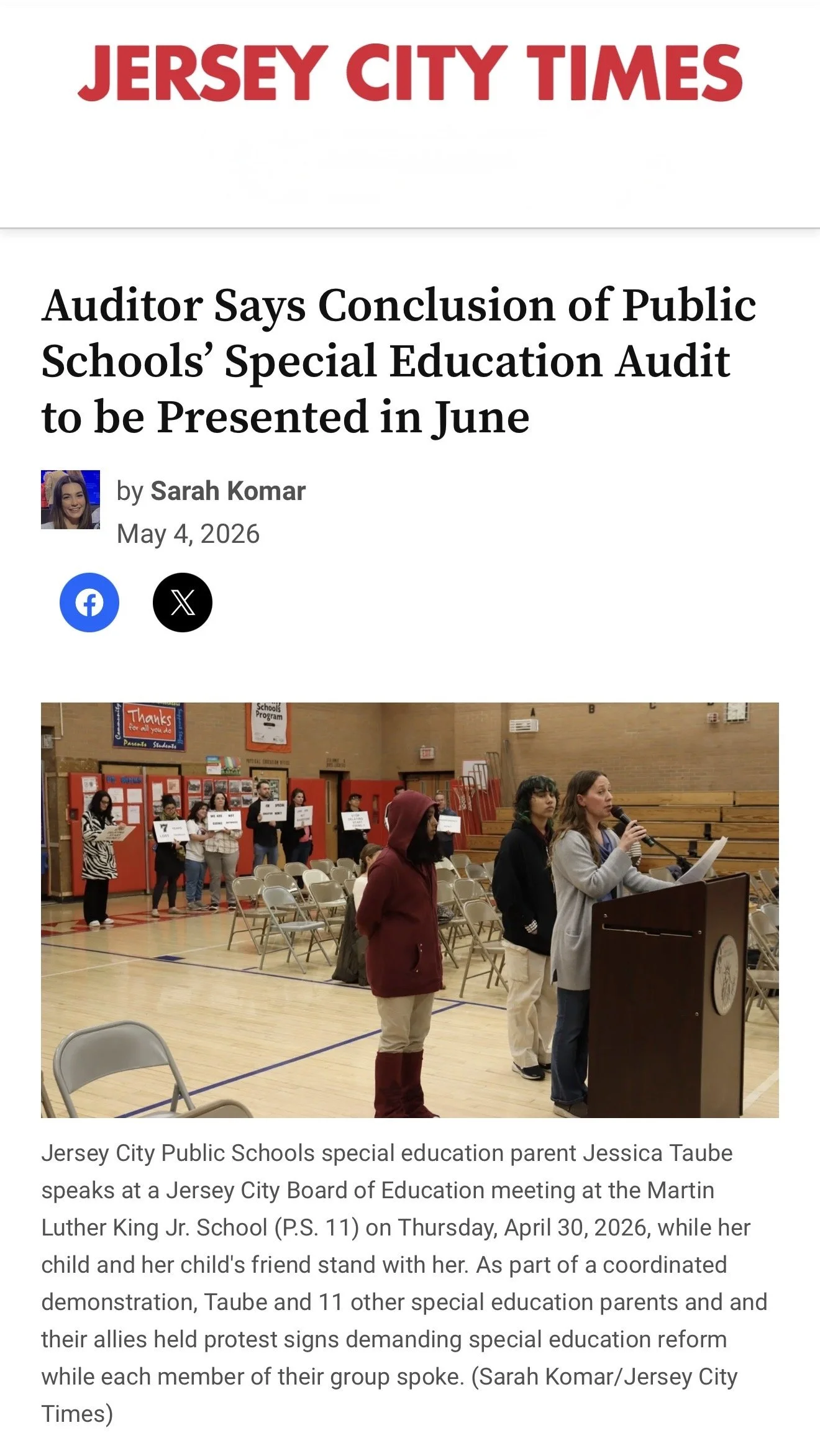 Auditor Says Conclusion of Public Schools’ Special Education Audit to be Presented in June&nbsp;