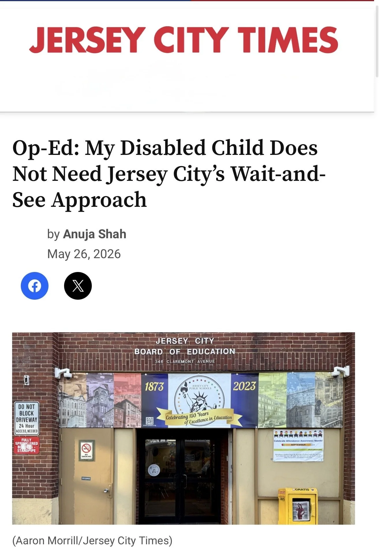 Op-Ed: My Disabled Child Does Not Need Jersey City’s Wait-and-See Approach