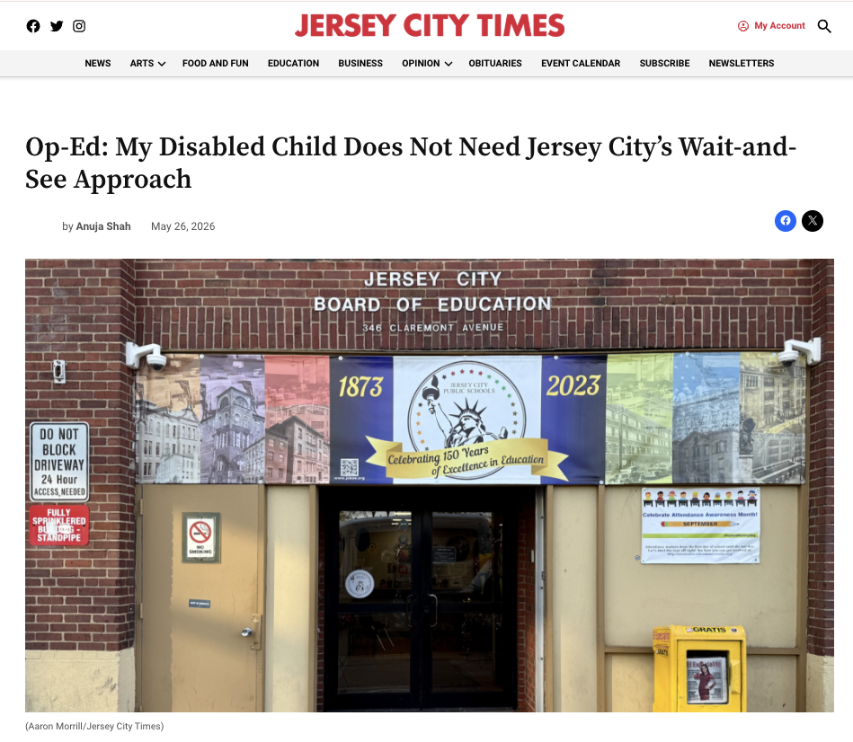 Op-Ed: My Disabled Child Does Not Need Jersey City’s Wait-and-See Approach