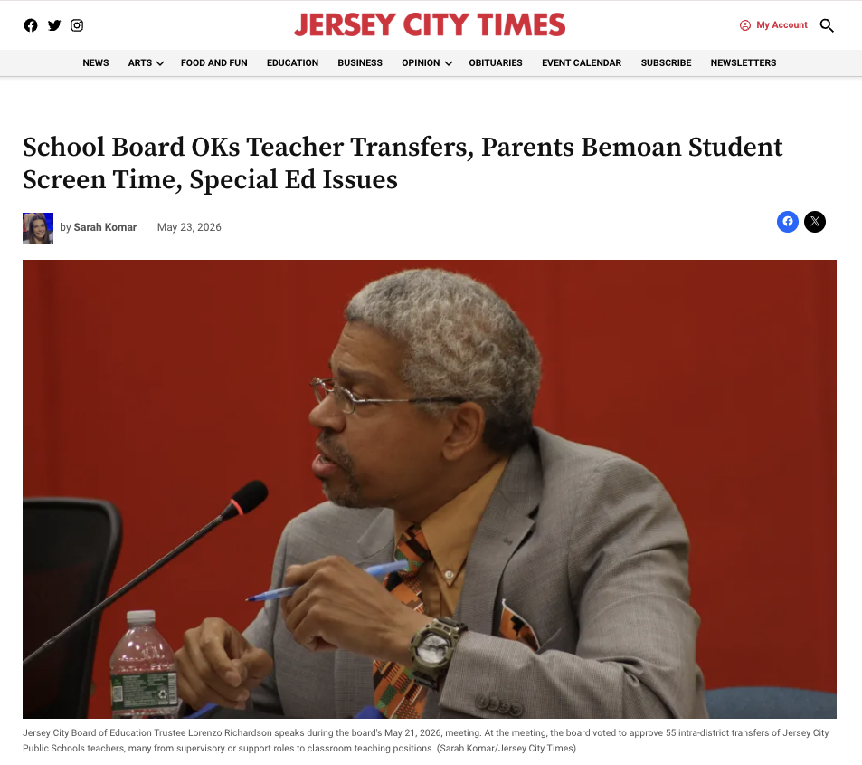 School Board OKs Teacher Transfers, Parents Bemoan Student Screen Time, Special Ed Issues