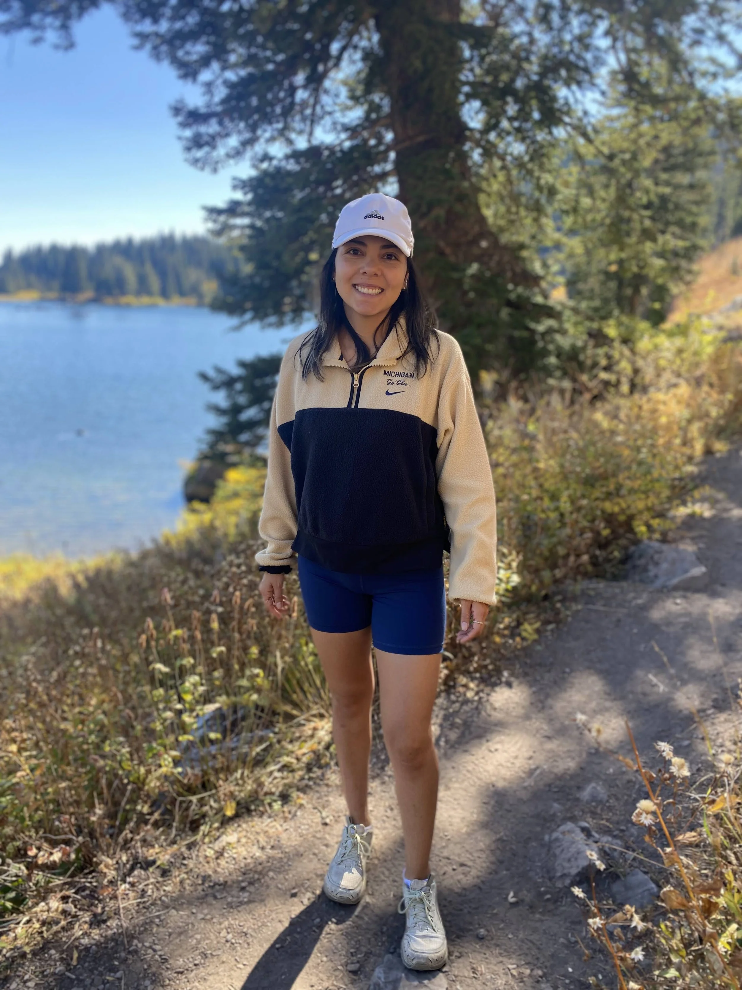 Amanda woman standing by lake