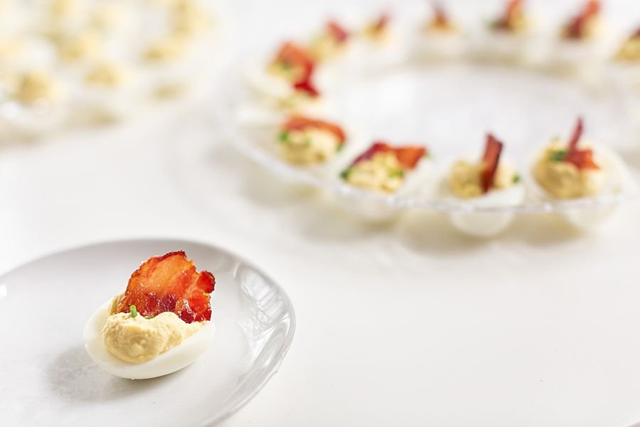 Candied Bacon Deviled Eggs