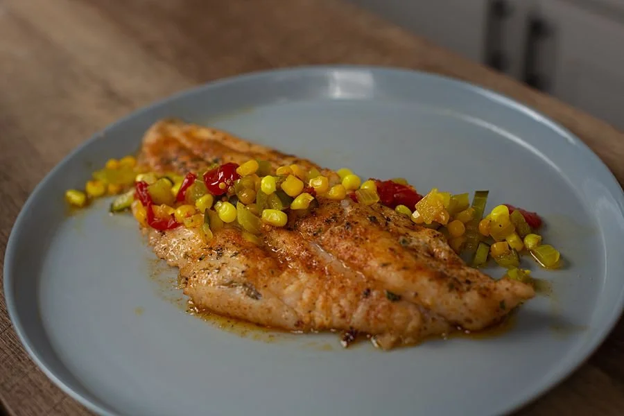 Blackened Catfish with Sweet Corn Relish | Supporting Texas Farmers