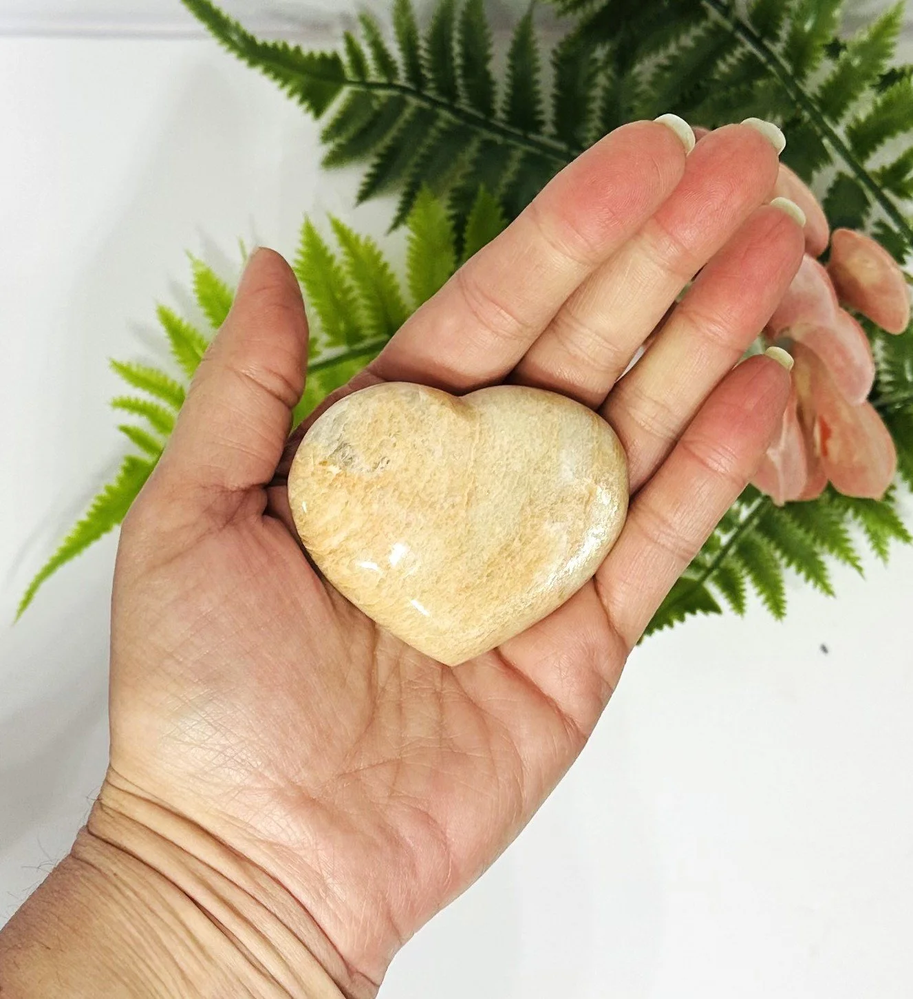 Peach Moonstone Heart