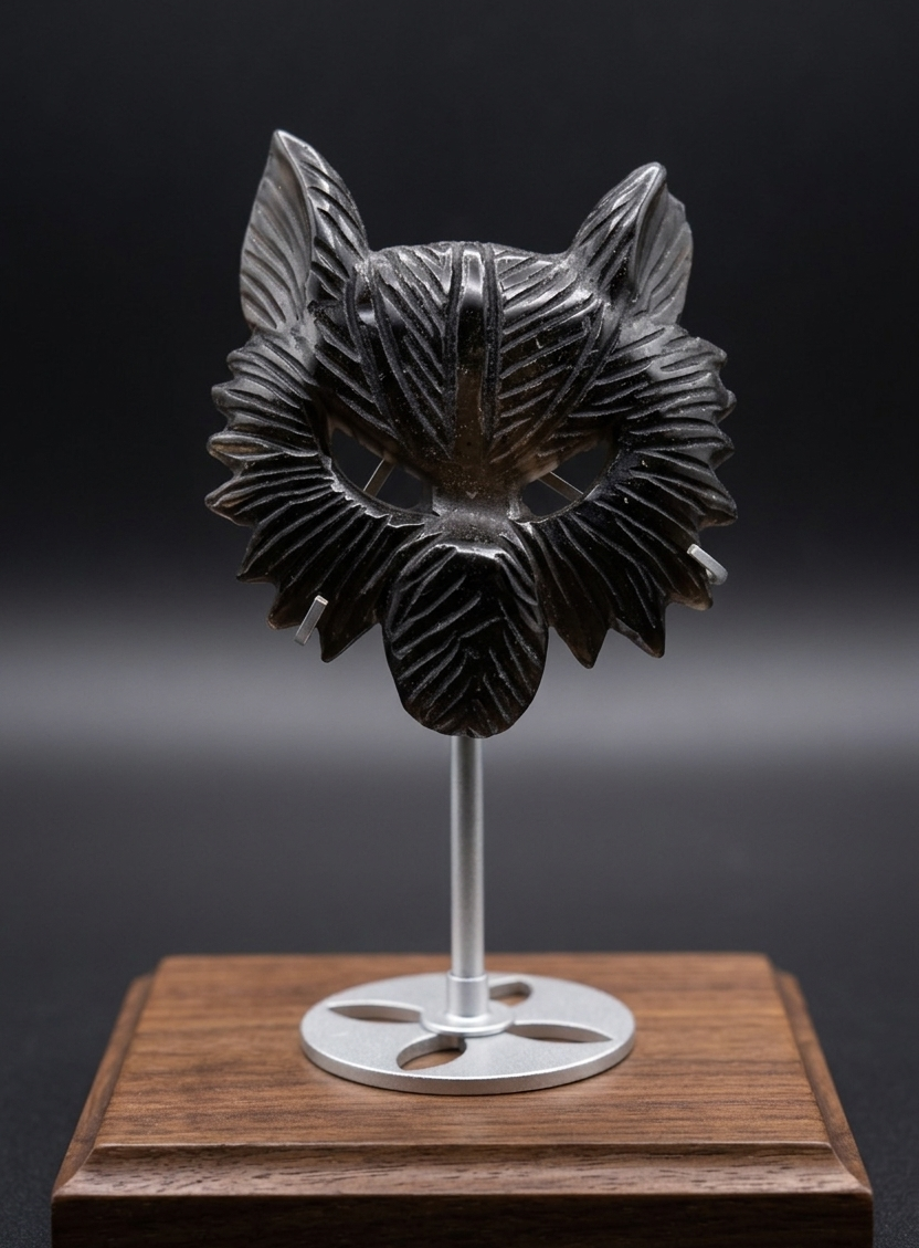 Ice Obsidian Wolf Mask with Stand