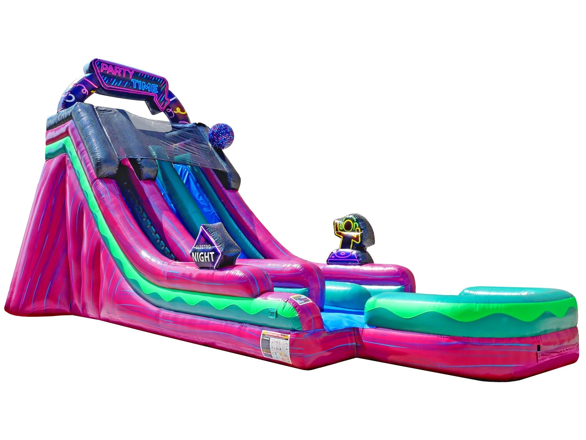 Electric Night Dual Water Slide $400 per day
L 36' x W 17.5 x H 20'