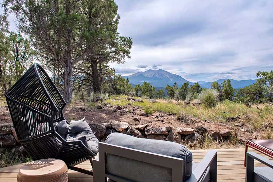 Outdoor gathering space at a private luxury vacation home near Carbondale