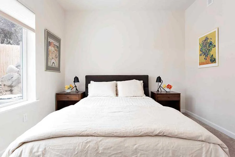 Comfortable primary bedroom at Hot Springs Getaway in Glenwood Springs