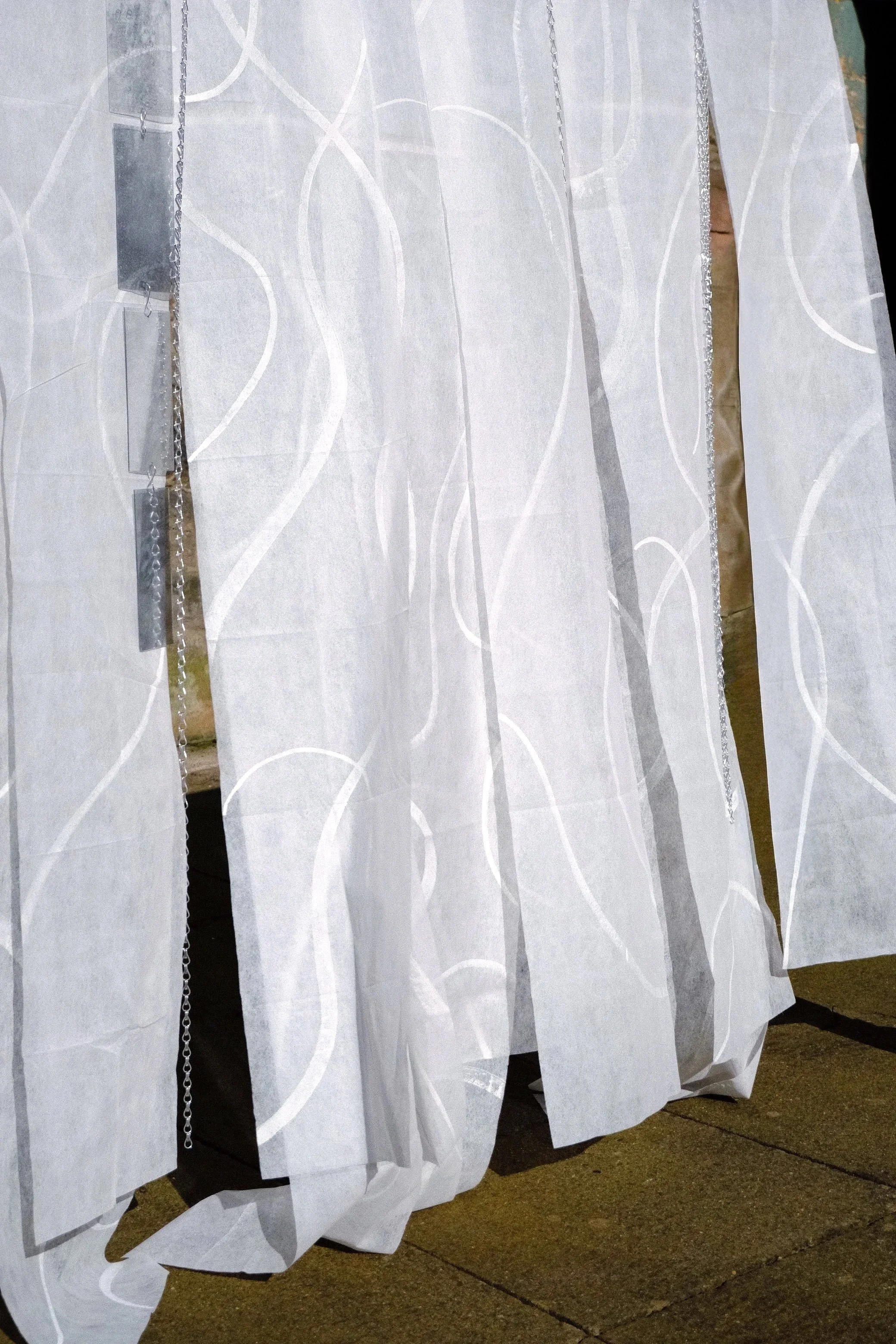 'Aerien', ink on suspended synthetic fabric, 2026
