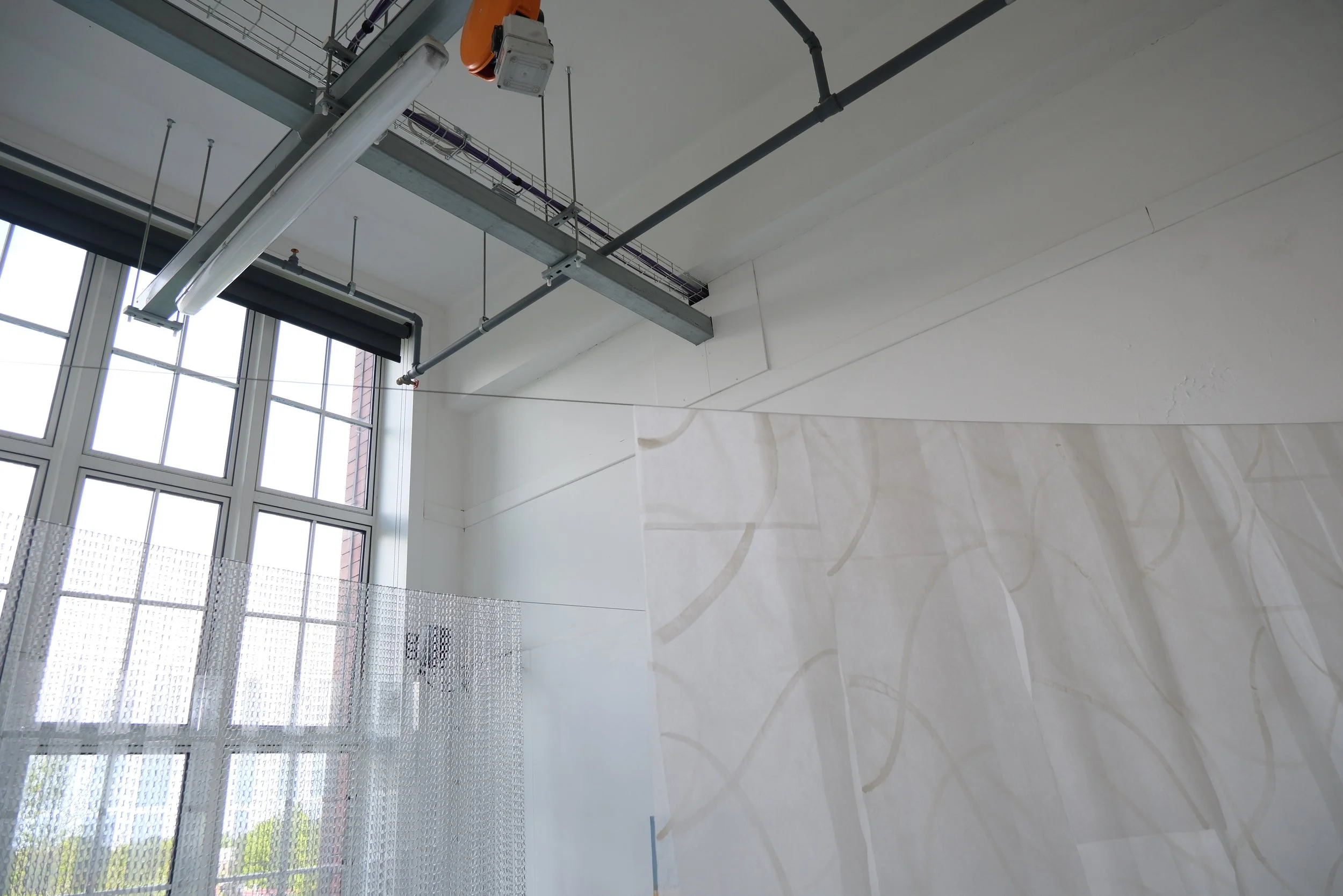 Install shot suspensions, perspex, chain and synthetic fabric, 2026