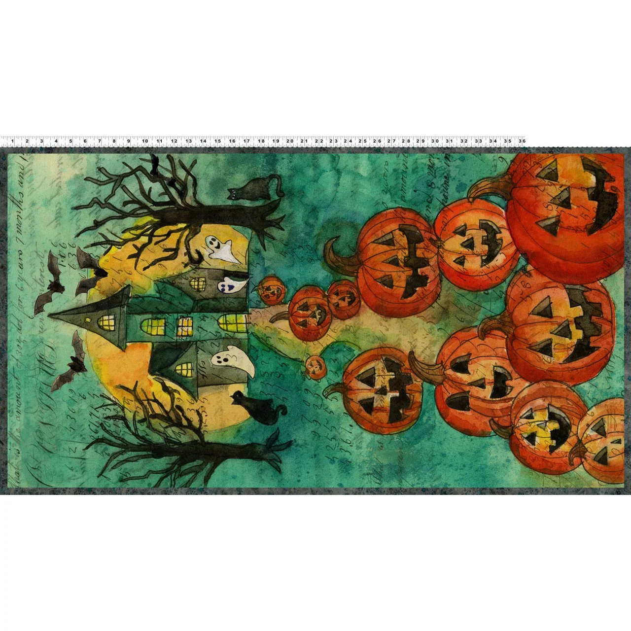 Emerald Hollow - Panel - 24" x 42” Halloween haunted house by Clothworks 2