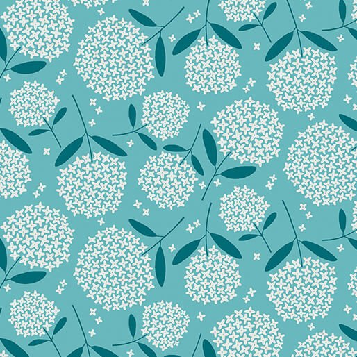 Blooming Color Fiori Medium Turquoise by Wolff Paper for Benartex