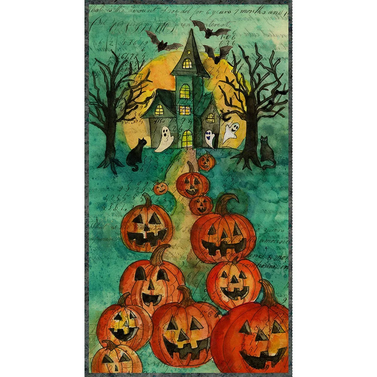 Emerald Hollow - Panel - 24" x 42” Halloween haunted house by Clothworks