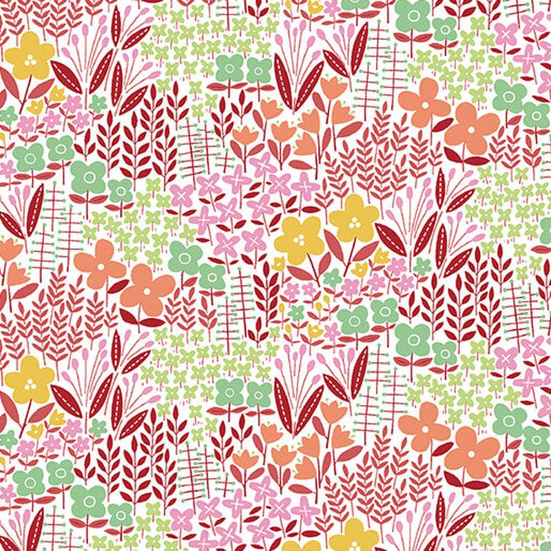 Blooming Color Meadow Allover Floral Pink Multi by Wolff Paper for Benartex