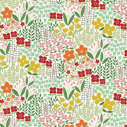 Blooming Color Meadow Allover Floral Green by Wolff Paper for Benartex