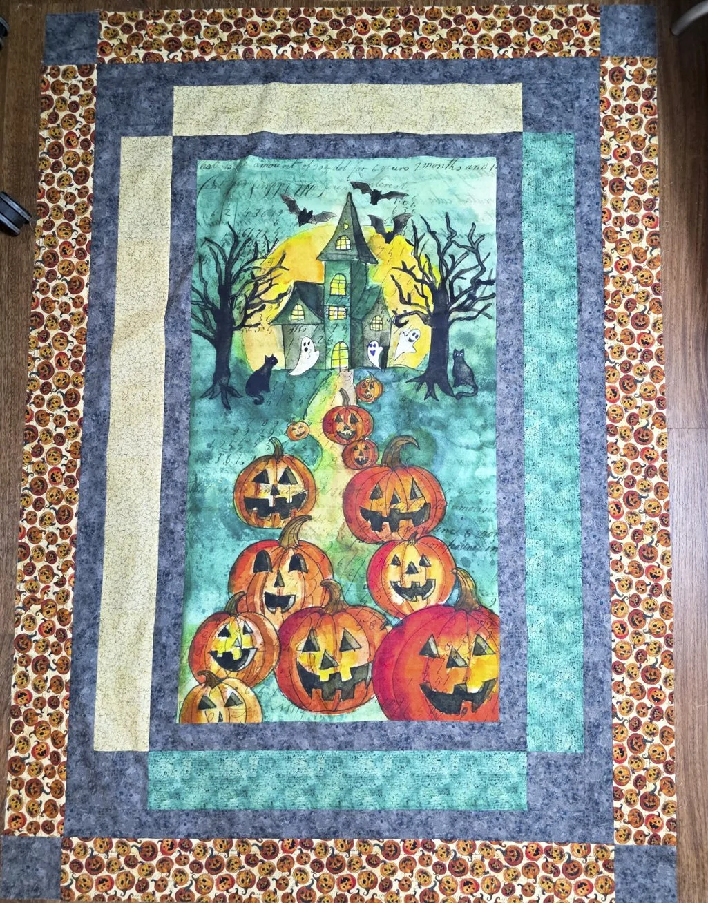 Halloween quilt kit completed quilt top