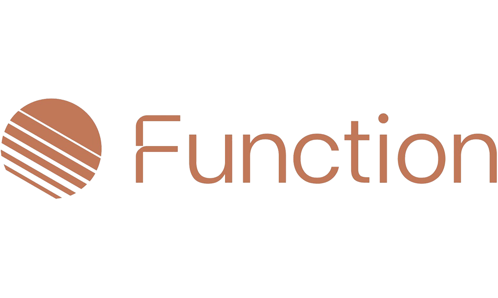 Logo with a stylized circle with diagonal lines and the word 'futotion' in brown text.