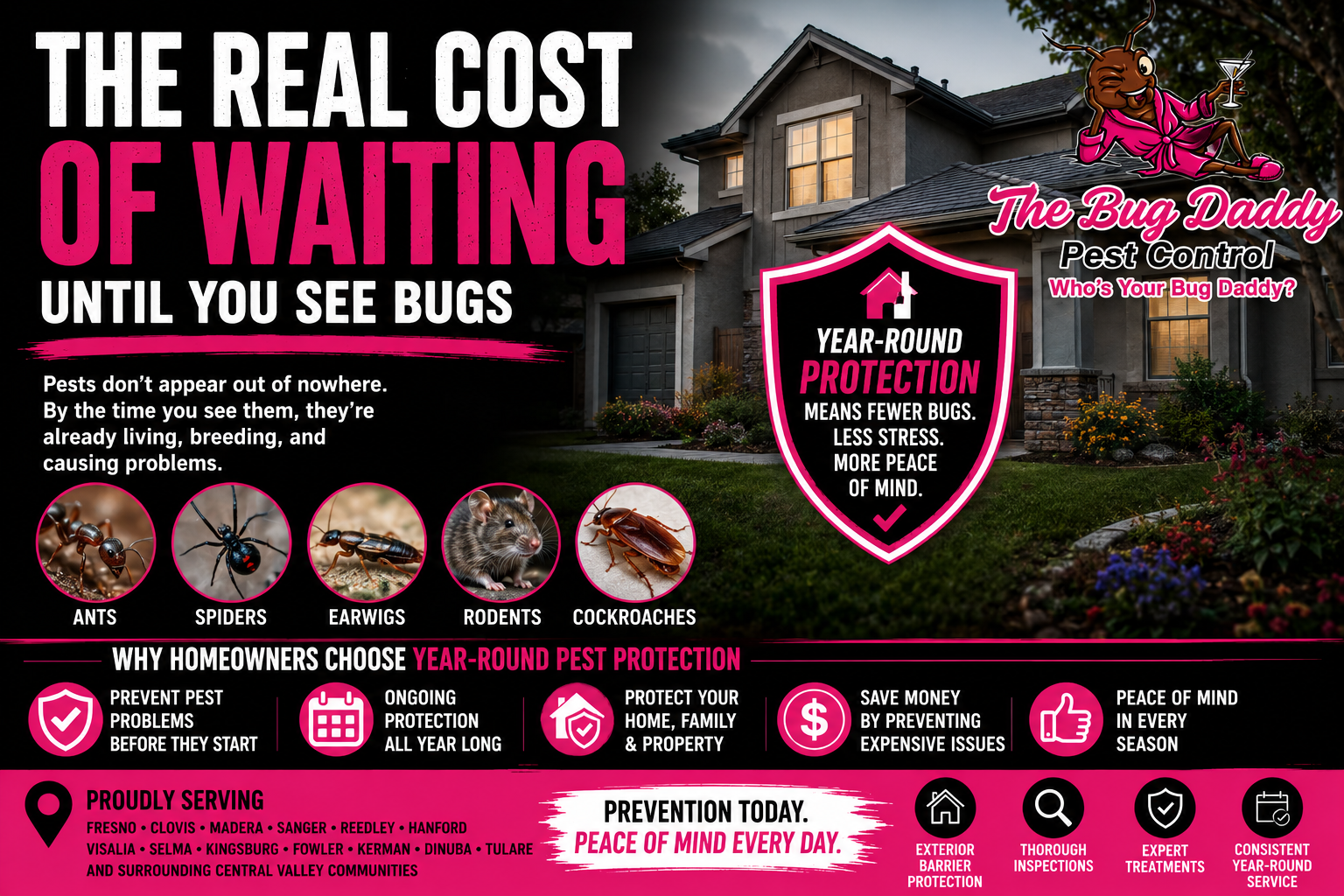 The Real Cost of Waiting Until You See Bugs: Why Fresno Homeowners Choose Year-Round Pest Protection