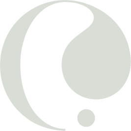 A black question mark centered on a light gray circular background.