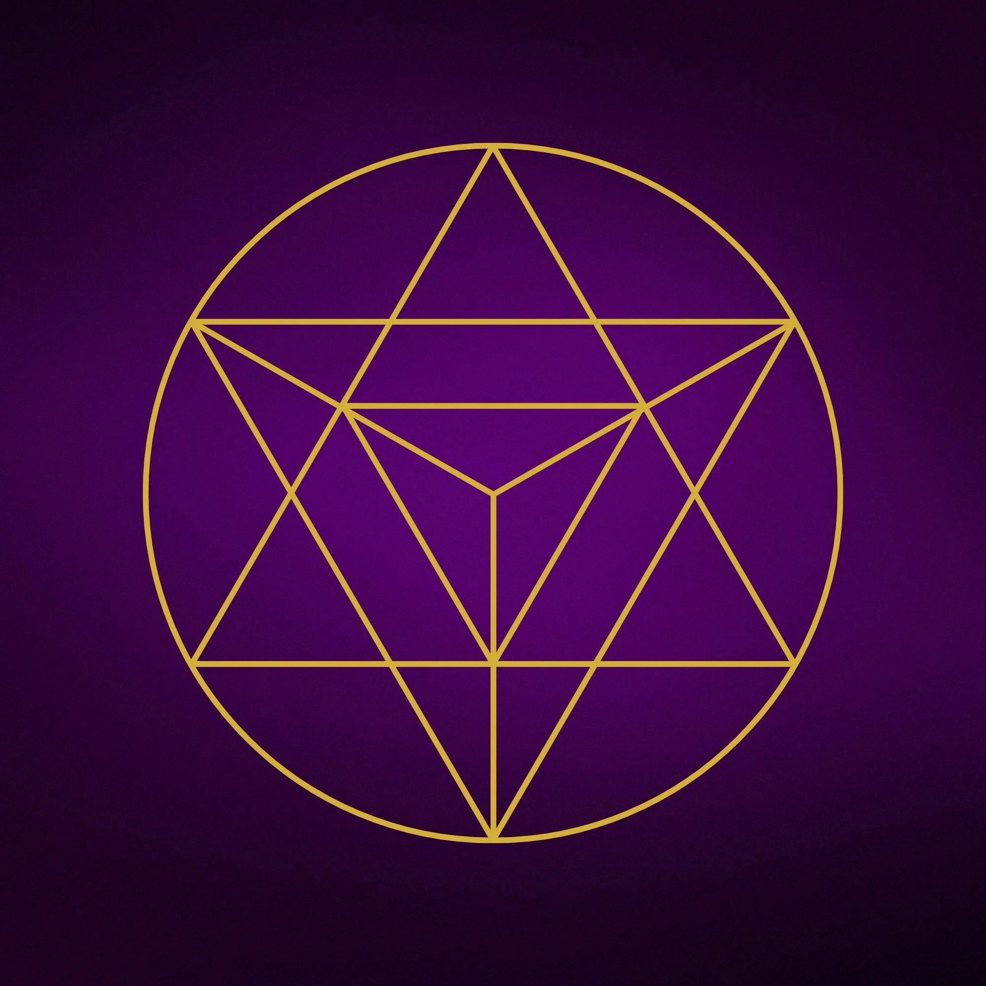 Metatron's Cube, a sacred geometric symbol on a purple background.