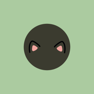 Icon of black cat ears with pink inner ears on a green background.