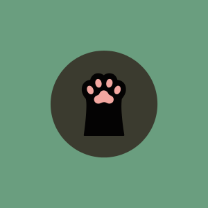Icon of a black paw print on a green background.